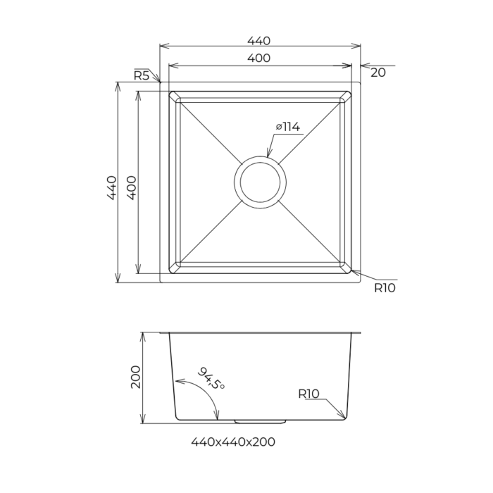 Kitchen Sink Small Single bowl Stainless steel Thickness 1.0mm