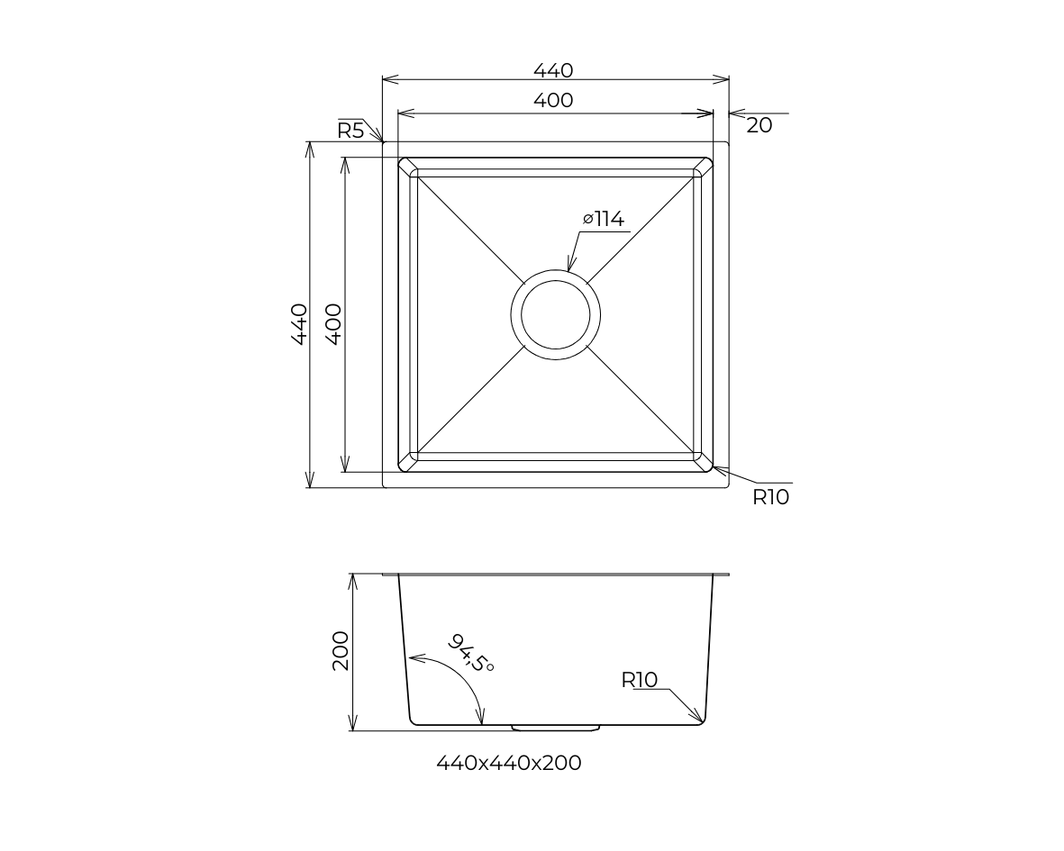 Kitchen Sink Small Single bowl Stainless steel Thickness 1.0mm