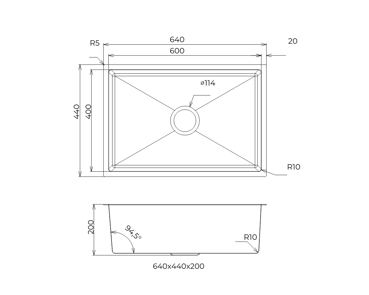 Kitchen Sink Single bowl Stainless steel Thickness 1.0mm