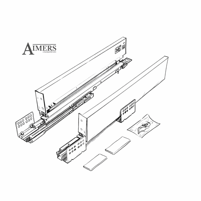 Kitchen Drawer System Soft Closing Metal Slim Box Drawer 450mm Depth 68/84mm Height