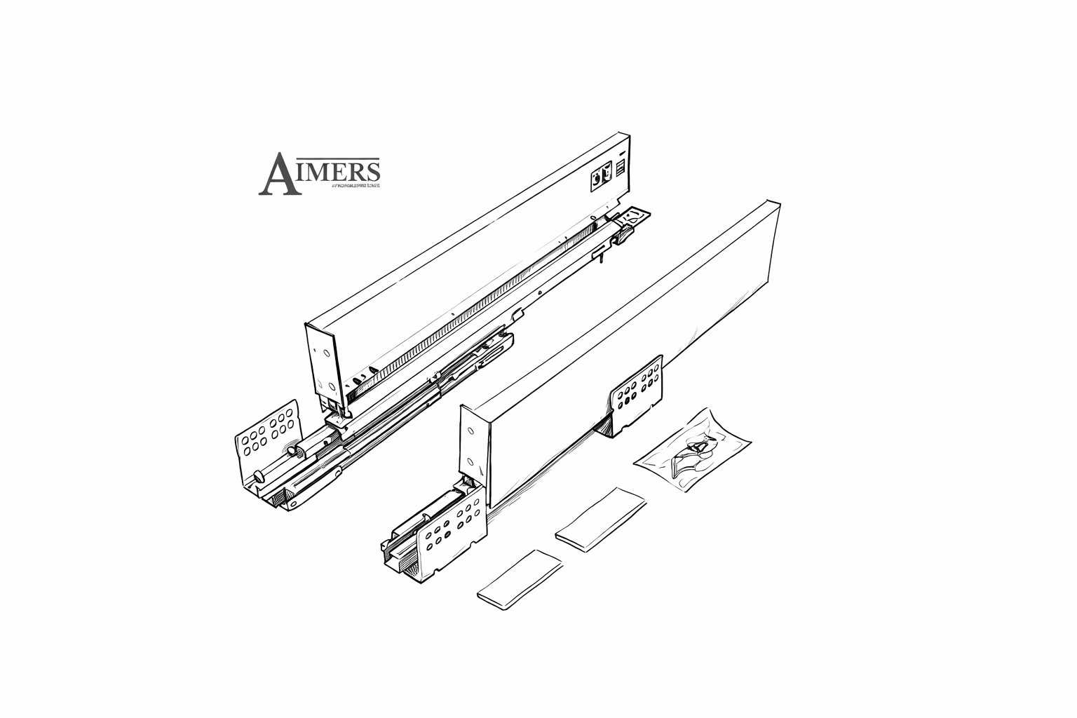 Kitchen Drawer System Soft Closing Metal Slim Box Drawer 450mm Depth 68/84mm Height