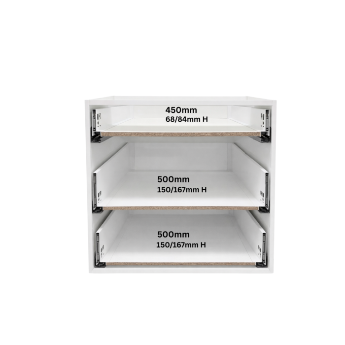 Kitchen Drawer System Soft Closing Metal Slim Box Drawer 450mm Depth 68/84mm Height