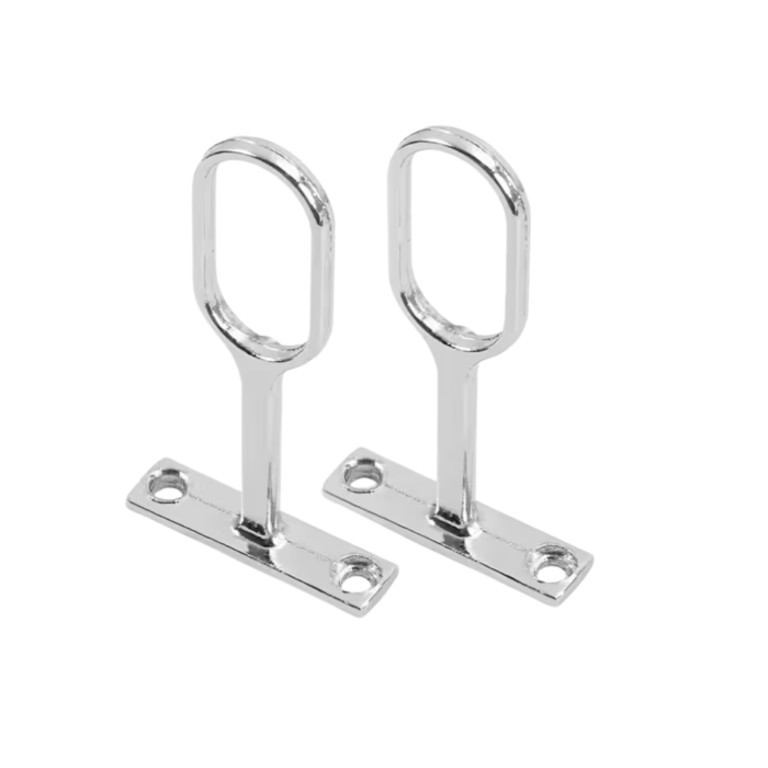 Wardrobe Rail Oval Tube Center Support Chrome Finish